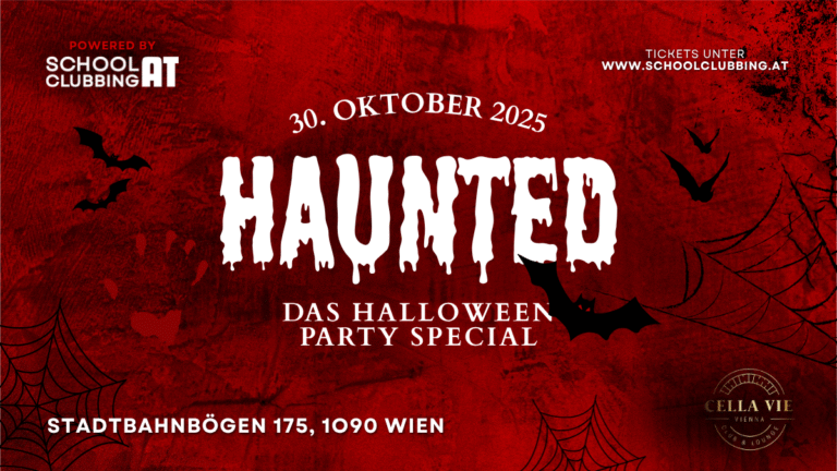 Banner für de Halloweenparty HAUNTED am 30.10.2025 in Wien ab 16