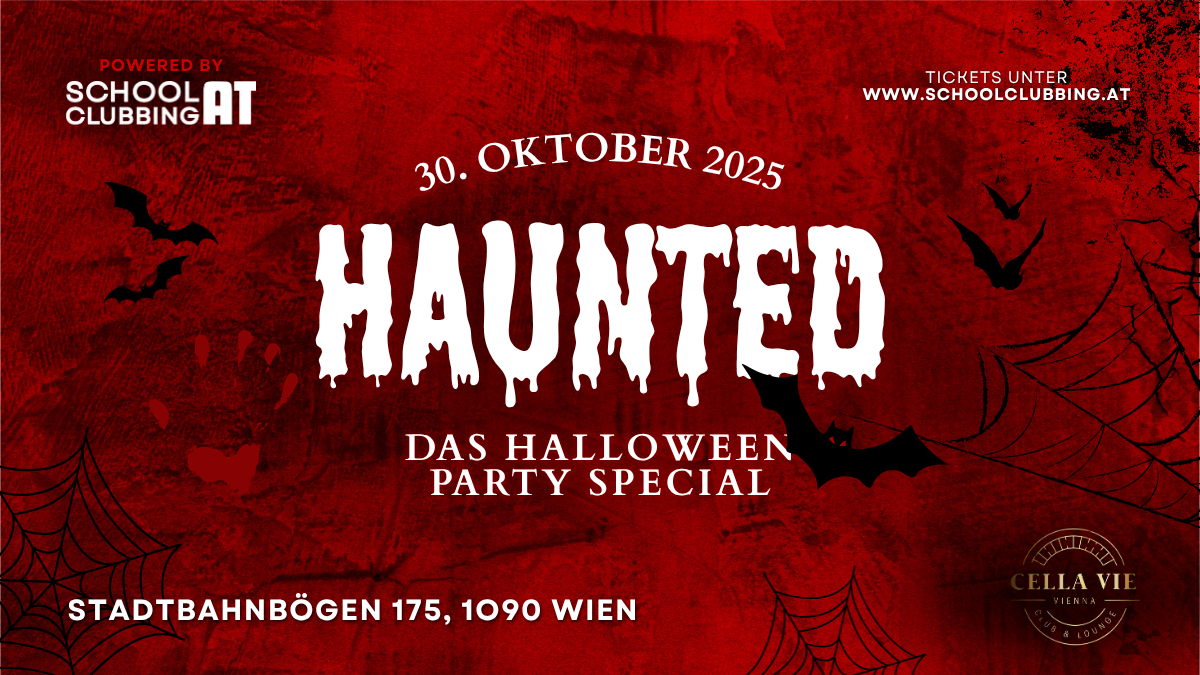 Banner für de Halloweenparty HAUNTED am 30.10.2025 in Wien ab 16
